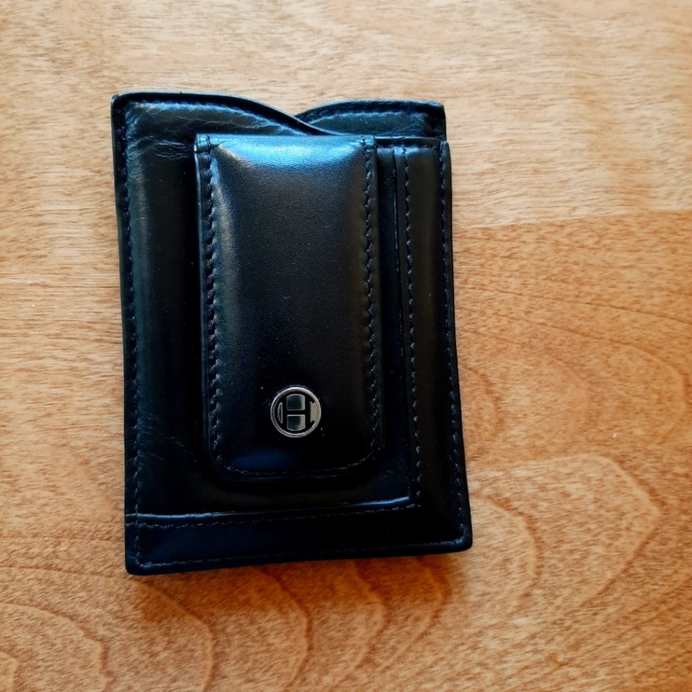 Cole Haan black leather wallet with money clip